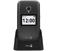 Doro 2424 Telefono Cellulare 2G a Conchiglia per Anziani con Fotocamera da 3 MP, Display Esterno e Base per Ricarica (Grigio) [Versione Italiana]
