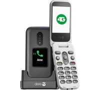 Doro 2880 4G - Telefono cellulare a conchiglia per anziani, semplice da usare, senza Internet, doppio schermo, tasti vocali, Bluetooth, con Cradle e cavo senza blocco di rete
