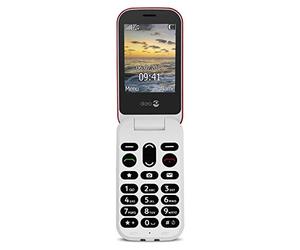 Doro 6040 Telefono Cellulare per Anziani 2G a Conchiglia con Tasti Grandi, Pulsante SOS con GPS Integrato e Base di Ricarica (Rosso)