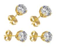 D'oro,7mm,Orecchini Rotondo Zircone in Acciaio Inossidabile 316L, Orecchini Da Uomo E Da Donna Alla Moda Per Piercing Al Corpo Dell'espansore Delle Orecchie