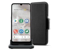 Doro 8100 Plus 4G Smartphone Sbloccato per Seniors, Resistente all'acqua, con tripla fotocamera, schermo 6.1", GPS, riconoscimento facciale, supporto caricatore e custodia (nero)