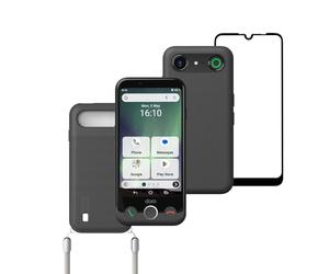 DORO Aurora A10 Protect Pack Smartphone para Personas Mayores | Funda TPU y protector de pantalla incluidos, botón SOS con GPS, compatible con WhatsApp y audífonos, smartphone para mayores