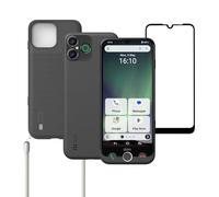 Doro Aurora A30 Protect Pack - Cellulare per anziani - Pulsante di assistenza con localizzazione GPS - Compatibile con apparecchi acustici - Cavo USB - Cover in TPU - Protezione per lo schermo