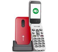 Doro 2820 4G - Telefono cellulare a conchiglia sbloccato per anziani, grandi tasti parlanti, fotocamera, Bluetooth, tasto di assistenza, senza Internet (rosso/bianco)