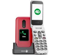 Doro 2880 4G - Telefono cellulare per anziani, facile da usare, senza Internet, doppio schermo, tasto di supporto - tasti vocali - Bluetooth - con Cradle e cavo senza blocco di rete