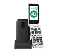DORO - Telefono Doro Leva E22 - Cellulare Per Anziani - Ampio Schermo 2,8", Tasti Alto Contrasto, Audio Forte e Chiaro, HD Voice, Fotocamera, Tasto Doro Secure - Base di Ricarica - Nero/Bianco