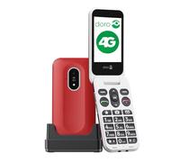Doro Leva L20 Telefono Cellulare Sbloccato Seniors - Ampio schermo Paesaggio - Audio HD potente - Fotocamera - Tasto Assistenza con Localizzazione GPS - Telefono Basic senza Internet (Rosso e Bianco)