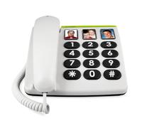 Doro PhoneEasy 331ph Telefono Fisso Casa per Anziani - Tasti Grandi - Volume Alto - LED Chiamate - 3 Tasti Chiamata Rapida con Foto - Compatibile Apparecchi Acustici (Bianco) [Versione Italiana]