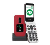 DORO - Telefono Doro Leva E30 - Cellulare 4G Anziani - Ampio Schermo 2,8", Display Esterno, Tasti Alto Contrasto, Audio Forte e Chiaro, Fotocamera - Tasto Doro Secure - Base di Ricarica - Rosso/Bianco
