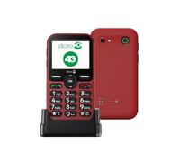 Doro - Telefono Leva E10 - Cellulare 4G Anziani - Display Orizzontale 2,4", Tasti Alto Contrasto, Audio Forte e Chiaro, HD Voice, Fotocamera, Pulsante Secure - Base di Ricarica - Rosso