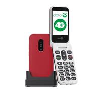 Doro - Telefono Leva E22 - Cellulare Per Anziani - Ampio Schermo 2,8", Tasti Alto Contrasto, Audio Forte e Chiaro, HD Voice, Fotocamera, Tasto Secure - Base di Ricarica - Rosso/Bianco