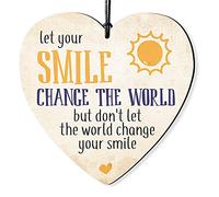 Dorothy Spring Targa in legno a forma di cuore con scritta in inglese "Let Your Smile Change