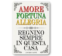 Dorothy Spring Targhetta in Metallo Amore Fortuna Allegria Design Vintage Placca Frase Ispiratrice Decorativa per Casa Regalo per Amici Decorazioni da Appendere 14x20cm