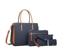 DORRISO Antifurto Borsa a Mano Donna Set 4 Pezzi Moda Borsa a tracolla Borsa Pochette Portacarte Borsa Manico Superiore Elegante per Vacanze Lavoro Viaggio Festa Impermeabile PU Pelle Blu