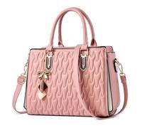 DORRISO Antifurto Elegante Borse da Mano Donna Borsetta Signore Borse a Tracolla con Moda Ciondolo Design con Ornamento Lavoro Viaggio Ufficio Festa Shopping Impermeabile PU Pelle Rosa