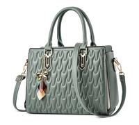 DORRISO Antifurto Elegante Borse da Mano Donna Borsetta Signore Borse a Tracolla con Moda Ciondolo Design con Ornamento Lavoro Viaggio Ufficio Festa Shopping Impermeabile PU Pelle Verde