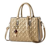 DORRISO Antifurto Elegante Borse da Mano Donna Borsetta Signore Borse a Tracolla con Moda Ciondolo Design con Ornamento Lavoro Viaggio Ufficio Festa Shopping Impermeabile PU Pelle Oro