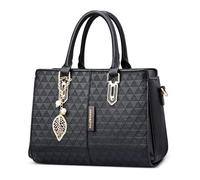 DORRISO Antifurto Elegante Borse da Mano Donna Borsetta Signore Semplice Borse a Tracolla con Moda Ciondolo Design Lavoro Viaggio Ufficio Festa Banchetto Impermeabile PU Pelle Nero