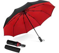 DORRISO Automatico Pieghevole Ombrello Uomo Donna Antivento Impermeabile Durevole Anti-UV Asciugatura Rapida Viaggio Ombrello Uomo Grande Ombrello Rosso