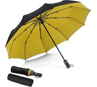 DORRISO Automatico Pieghevole Ombrello Uomo Donna Antivento Impermeabile Durevole Anti-UV Asciugatura Rapida Viaggio Ombrello Uomo Grande Ombrello Giallo
