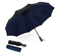 DORRISO Automatico Pieghevole Ombrello Uomo Donna Antivento Impermeabile Durevole Anti-UV Asciugatura Rapida Viaggio Ombrello Uomo Grande Ombrello Blu