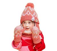 DORRISO Bambini Cappelli Sciarpe Guanti Set Ragazze Cappello Autunno Invernale Primavera Cappelli Caldo Carina Piccolo Volpe Beanie Berretto Bambino Infantili del Cappello 1-6 Anni Rosa M