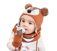 DORRISO Bambini Ragazzi Cappello Sciarpe Guanti Set Ragazze Cappello Autunno Invernale Primavera Cappelli Caldo Carina Piccolo Volpe Beanie Berretto Bambino Infantili del Cappello 1-6 Anni Arancia M