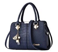 DORRISO Borsa Donna Borsa a Mano - Media Moda Ornamenti Multitasche Pelle PU Impermeabile Leggera per Lavoro Quotidiano Viaggio Casual Shopper Blu Mezzanotte
