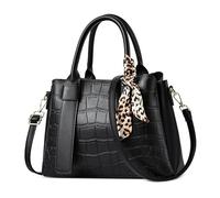 DORRISO Donna Moda Trama Borsa a Mano Elegante Piccola Borse Tote con Classica Nastro Borsa a Tracolla per Shopping Lavoro Viaggio Quotidiano Vacanza Casuale PU Pelle Donna Borse Messenger Nero
