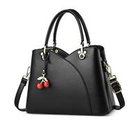 DORRISO Elegante Donna Borsa a Mano PU Pelle Moda Tote Borse Chic con Ciliegia Ciondolo Borsa a Tracolla per Viaggio Shopping Lavoro Quotidiano Vacanza Casuale Donna Borse a Spalla Nero