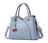 DORRISO Elegante Donna Borsa a Mano PU Pelle Moda Tote Borse Chic con Ciliegia Ciondolo Borsa a Tracolla per Viaggio Shopping Lavoro Quotidiano Vacanza Casuale Donna Borse a Spalla Blu