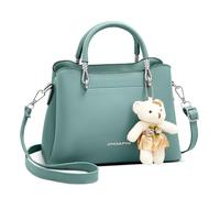 DORRISO Elegante Donna Piccola Borsa a Mano Moda Borsa a Tracolla Tote Borse con Orso Ciondolo Borse a Spalla per Viaggio Lavoro Vacanza Casuale Shopping PU Pelle Donna Borse Messenger Verde
