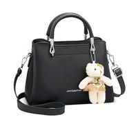DORRISO Elegante Donna Piccola Borsa a Mano Moda Borsa a Tracolla Tote Borse con Orso Ciondolo Borse a Spalla per Viaggio Lavoro Vacanza Casuale Shopping PU Pelle Donna Borse Messenger Nero