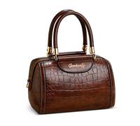 DORRISO Elegante Semplice Borse da Mano Donna Borsetta Pratiche Signore Moda Lucido Borse a Tracolla Antifurto Sicuro con Ornamento Lavoro Viaggio Ufficio Festa Shopping Impermeabile PU Pelle Marrone