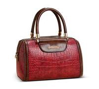 DORRISO Elegante Semplice Borse da Mano Donna Borsetta Pratiche Signore Moda Lucido Borse a Tracolla Antifurto Sicuro con Ornamento Lavoro Viaggio Ufficio Festa Shopping Impermeabile PU Pelle Rosso