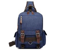 DORRISO Elegante Uomo Borsa sul Petto Alta Capacità Uomo Zaino Monospalla per 10.9 Pollici iPad con Manico Molteplici Tasche per Viaggio Casuale Shopping Impermeabile Borsa a Tracolla Uomo Blu