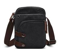 DORRISO Moda Borsa a Tracolla Uomo Borse Messenger Tela Piccolo Leggero Messenger Bag Viaggio Causale Scuola Lavoro Durevole Uomo Piccolo Borsa a Tracoll Nero
