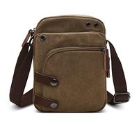 DORRISO Moda Borsa a Tracolla Uomo Borse Messenger Tela Piccolo Leggero Messenger Bag Viaggio Causale Scuola Lavoro Durevole Uomo Piccolo Borsa a Tracoll Cachi