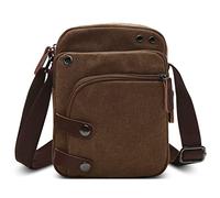 DORRISO Moda Borsa a Tracolla Uomo Borse Messenger Tela Piccolo Leggero Messenger Bag Viaggio Causale Scuola Lavoro Durevole Uomo Piccolo Borsa a Tracoll Marrone