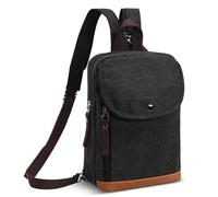 DORRISO Moda Borsa a Tracolla Uomo Portatile Zaino Borse Messenger Piccolo Leggero Viaggio Messenger Bag Causale Campeggio Scuola Lavoro Durevole Uomo Tela Backpack Nero