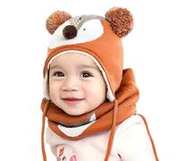 DORRISO Ragazzi Ragazze Cappello Sciarpe Set Tenersi al Caldo Confortevole Autunno Invernale Carina Piccolo Volpe Beanie Cappelli Berretto Bambini Infantili del Cappello per 1-7 anni Bambino Arancia L