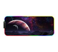 DORRISO RGB Tappetino per Mouse Gaming Grande XL 800x300x3 mm Mouse Pad 12 LED Effetti Luce Superficie Liscio Computer PC e Laptop Tappetino per Mouse Cielo Stellato