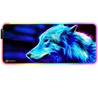 DORRISO RGB Tappetino per Mouse Gaming XXL 900 x 400 mm Grande Mouse Pad 12 LED Effetti Luce Superficie Liscio Antiscivolo Computer PC e Laptop Tappetino per Mouse Blu