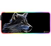 DORRISO RGB Tappetino per Mouse Gaming XXL 900 x 400 mm Grande Mouse Pad 12 LED Effetti Luce Superficie Liscio Antiscivolo Computer PC e Laptop Tappetino per Mouse Lupo