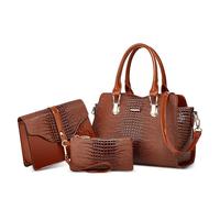 DORRISO Set 3 Pezzi Moda Borsa a Mano Donna Semplice Borsa a tracolla Elegante Antifurto Sicuro Design Borsa Manico Superiore per Vacanze Lavoro Viaggio Festa Impermeabile PU Pelle Marrone A