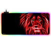 DORRISO Tappetini Mouse Gaming Grande RGB 900x400x3 mm XXL Gioco Mouse Pad Impermeabile Antiscivolo Tappetino Scrivania Adatto Giochi Ufficio Tappetini per Mouse Leone Rosso