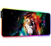 DORRISO Tappetino per Mouse Gaming RGB Grande Mouse Pad 12 LED Effetti Luce Superficie Liscio XXL 800x300x4mm Computer PC e Laptop Tappetino per Mouse Leone