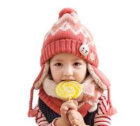 DORRISO Unisex-Bambini Cappello Sciarpe Bambino Autunno Invernale Primavera Carina Caldo Beanie Cappelli Infantili Berretto per 1-7 Anni Bambino Lana Cappello Sciarpe Rosa