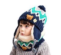 DORRISO Unisex-Bambini Cappello Sciarpe Bambino Autunno Invernale Primavera Carina Caldo Beanie Cappelli Infantili Berretto per 1-7 Anni Bambino Lana Cappello Sciarpe Blu B