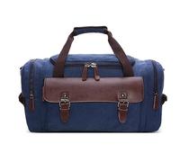 DORRISO Uomo Tela Borsone da Viaggio Grande Borsone da Weekend con Molteplici Maniglia pour Sportiva Vacanza All'aperto Campeggio Casuale Uomo Vintage Borsa Palestra a Tracolla Blu